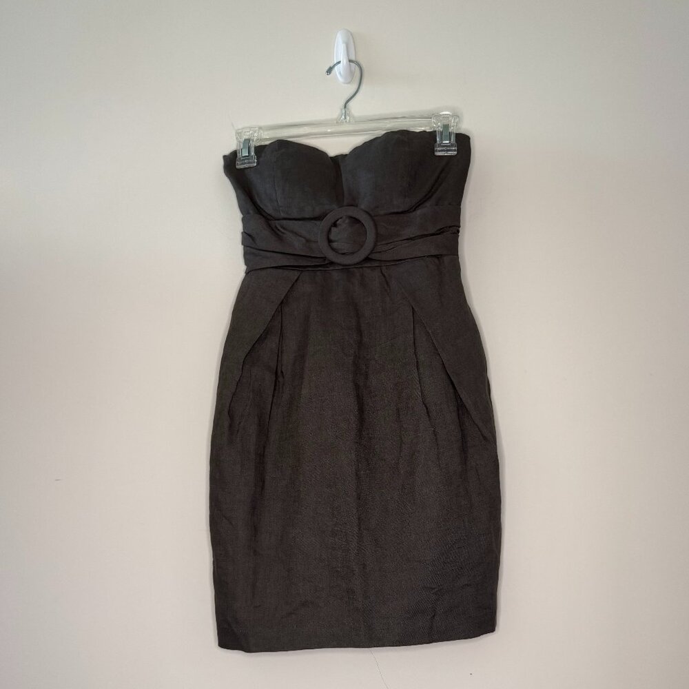 XXI Dark Olive Green Strapless Linen Dress Size S/P